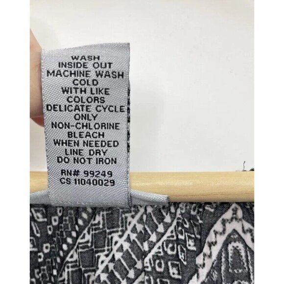 Catherines Plus Size Black & White Sheer Beaded Geometric Print Blouse 2x Boho - Picture 9 of 11